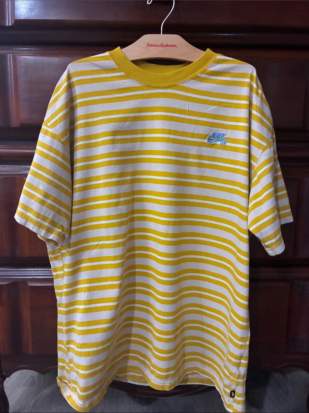 Nike Men’s Yellow Stripe Crewneck T-Shirt